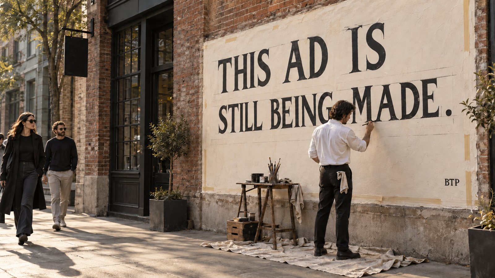 Concept: an artist making the campaign in public